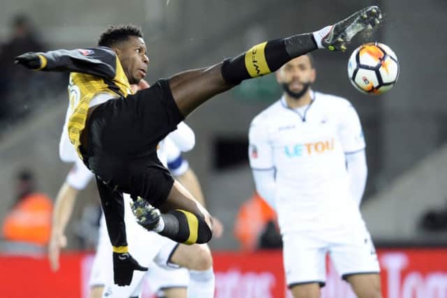 Spectacular effort from Owls Lucas Joao.....Pic Steve Ellis