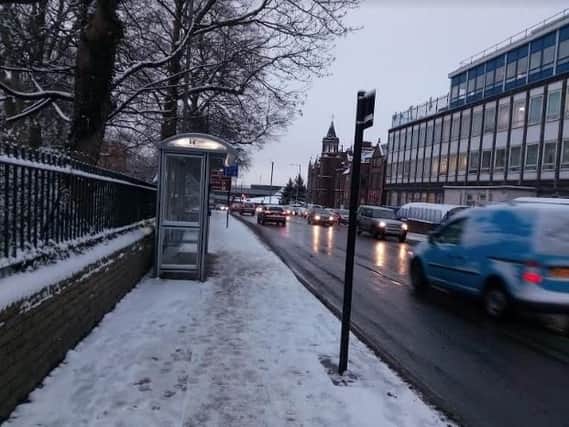 Buses are affected by snow in Sheffield this morning
