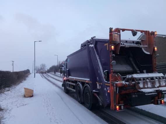 A bin lorry got stuck on Mansfield Road, Aston. Picture: Sam Cooper.