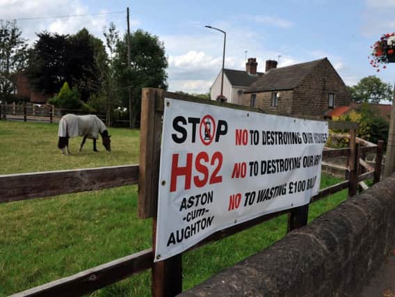 Stop HS2 banners outside Parklands Equestrian Centre.