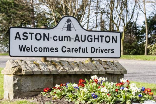 The welcome to Aston sign on Worksop Road.