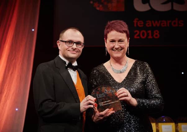 Jill Westerman, of Northern College, Barnsley, receives her 'Lifetime Achievment' award at a prestigious ceremony in London