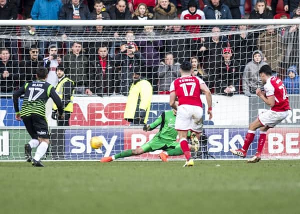 Joe Newell scores against Doncaster Rovers