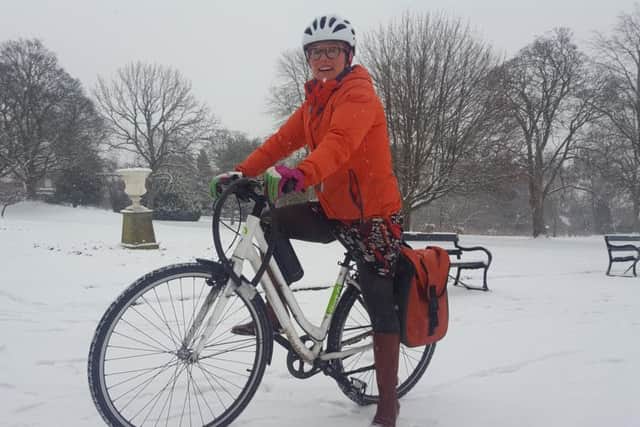 Teacher Caz Perry got to work by bike through the Botanical Gardens