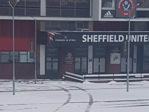 Snow outside Sheffield United's ground (photo: Malcolm Sissons)