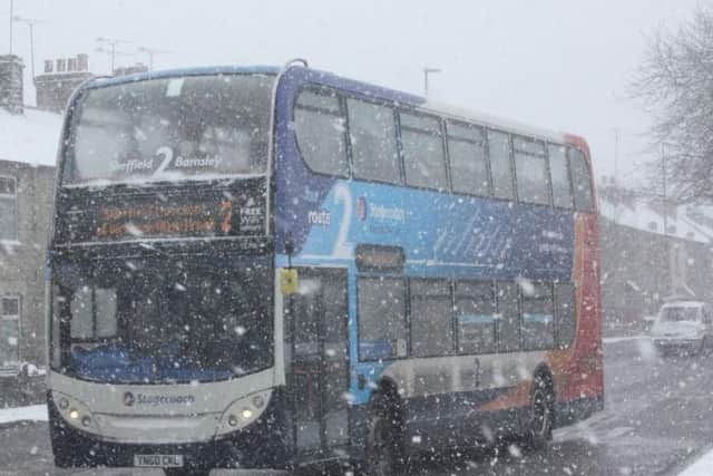 A bus in the snow.