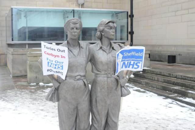 Demonstrators even co-opted Sheffield's famous Women of Steel to take up their cause