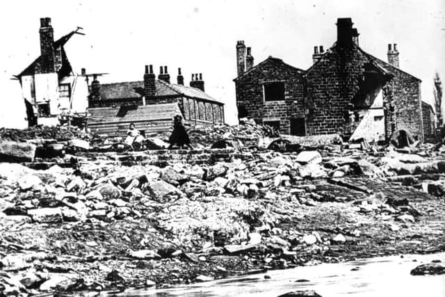 Undated handout photo issued by Sheffield City Council of the of ruins at Malin Bridge, Sheffield, including the remains of Cleakum Inn (left) , following the Great Sheffield Flood in 1884. PRESS ASSOCIATION Photo. Issue date: Sunday March 9, 2014. Events have begun to mark the 150th anniversary of the deaths of at least 240 people in what many see as a largely forgotten British disaster. Just before midnight on March 11, 1864, a wall of water smashed its way through Sheffield after a newly built dam burst as it was being filled, leaving a trail of devastation.See PA story MEMORIAL Dam. Photo credit should read: www.picturesheffield.com/PA Wire

NOTE TO EDITORS: This handout photo may only be used in for editorial reporting purposes for the contemporaneous illustration of events, things or the people in the image or facts mentioned in the caption. Reuse of the picture may require further permission from the copyright holder.