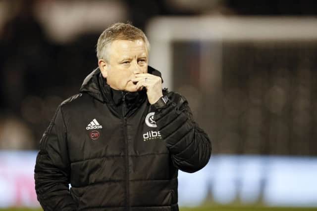 Sheffield United's Chris Wilder looks on during the championship match at Craven Cottage: David Klein/Sportimage