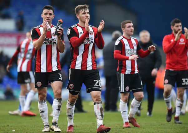 Lee Evans of Sheffield United thanks the fans at the end of the championship match at Portman Road Stadium, Ipswich. Picture date: 10th March 2018. Picture credit should read: Robin Parker/Sportimage