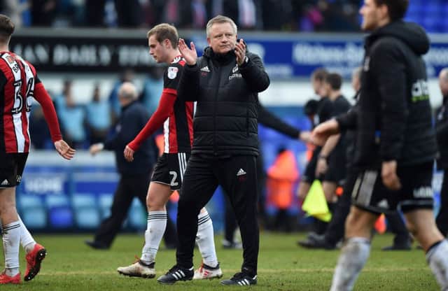Sheffield United Manager Chris Wilder thanks the fans at the end of the championship match at Portman Road Stadium, Ipswich.  Robin Parker/Sportimage