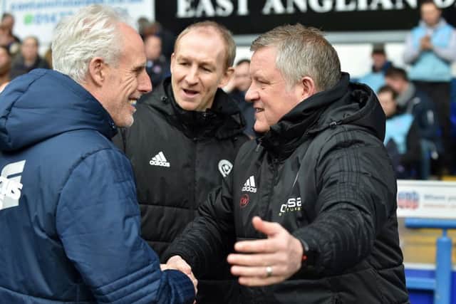 Chris Wilder and Blades No 2 Alan Knill with Mick McCarthy