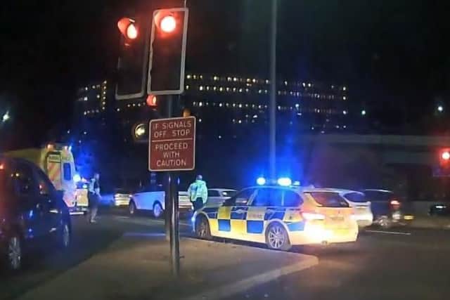 Dashcam footage shows scene of the smash on Park Square roundabout
