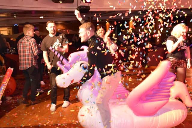 An inflatable unicorn was among the prizes on offer