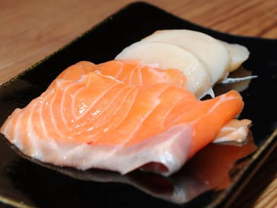 Scallop and salmon platter at JH Mann Fishmongers
