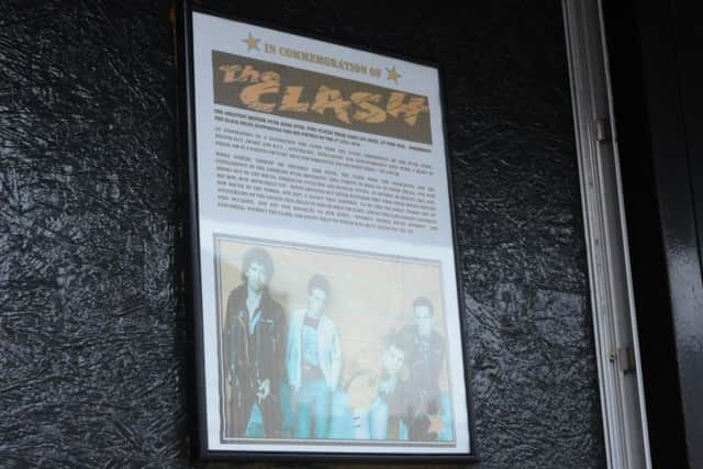 A makeshift plaque at the entrance commemorates the first ever gig by The Clash