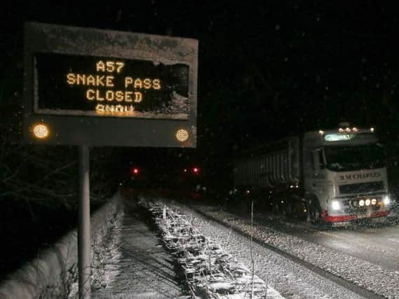The Snake Pass is closed due to snow.