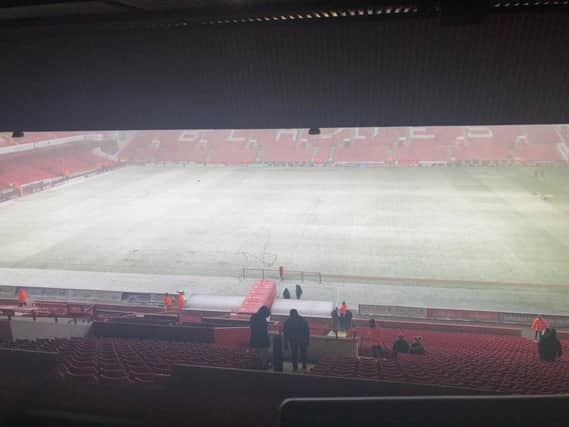 The snow at Bramall Lane. Picture: Danny Hall.