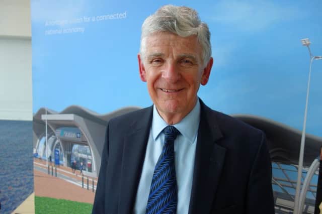 Robert Hough, chairman of Peel Airports, launching the station campaign at Doncaster Sheffield Airport.