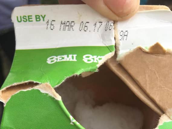 The use-by date on Vinnie Gocoul's carton of Milk he received at Hawthorne Primary School in Doncaster. Vinnie's mum, Lisa is angry that he was given it well beyond that date