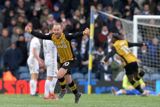 Barry Bannan celebrates his sides second goal. Leeds United v Sheffield Wednesday.  SkyBet Championship.  Elland Road. 17 March 2018.