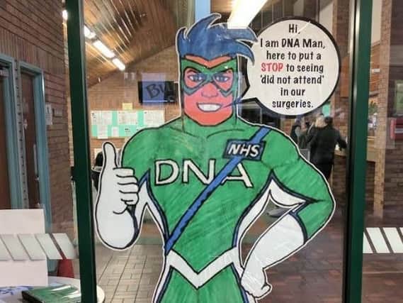 The cartoon character was drawn by pupils from Ecclesfield School in a bid to stop people missing their doctors appointments