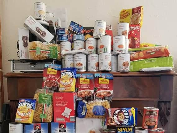 This is just some of the food collected within a day of launching the appeal (photo: Michael Fogg Funeral Directors, via Facebook)