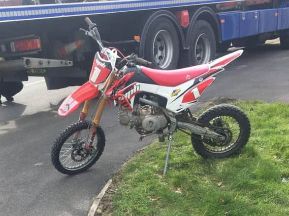 The bike which was seized by police in Fox Hill