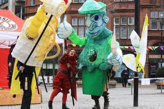 This giant puppet show was part of today's anti-fracking fun day
