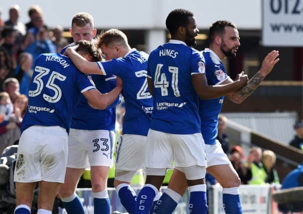 Picture Andrew Roe/AHPIX LTD, Football, EFL Sky Bet League Two, Chesterfield v Notts County, Proact Stadium, 25/03/18, K.O 1pm

Chesterfield's players celebrate Sid Nelson's goal

Andrew Roe>>>>>>>07826527594