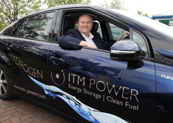 Graham Cooley, Chief Executive Officer at ITM Power inside the Toyota Mirai, which is fuelled by hydrogen.