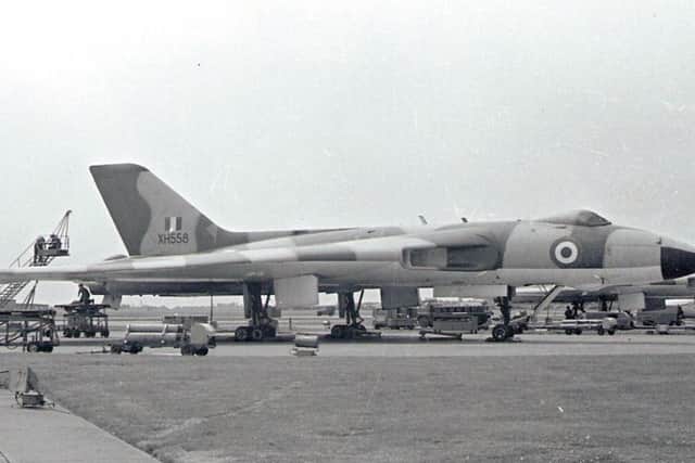 The Vulcan XH558 at RAF Finningley, now Doncaster Sheffield Airport, in 1965.