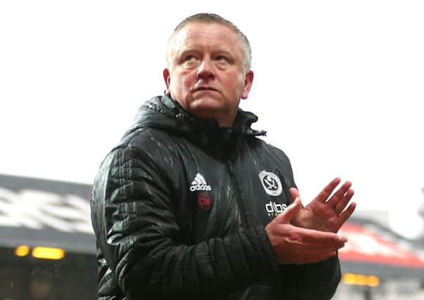 Sheffield United manager Chris Wilder applauds the fans after the final whistle during the Sky Bet Championship match at Griffin Park, London. PRESS ASSOCIATION Photo.