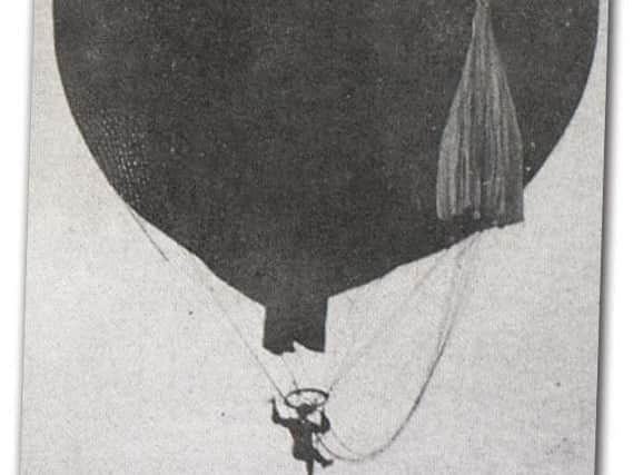A photograph of a similar balloon tragedy at Bingley, when parachutist Lily Cove was killed