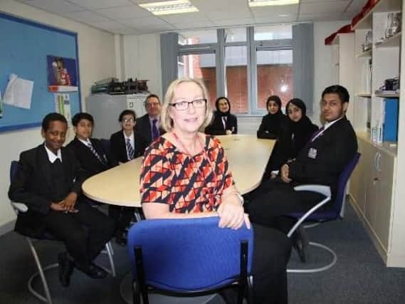 Gill Furniss MP with members of the Fir Vale Pupil Parliament and headteacher Simon Hawkins