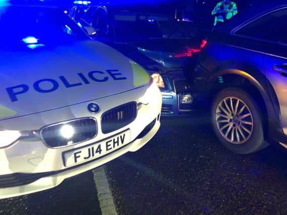 Police stop the Audi A3. Picture: Derbyshire Roads Policing Unit (@DerbyshireRPU).