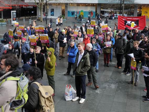 The protest in Sheffield city centre.