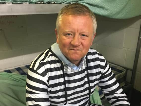 Chris Wilder in his 'cell'