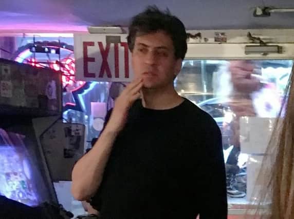 Ed Miliband hangs out at a hot dog restaurant in New York. (Photo: SWNS).