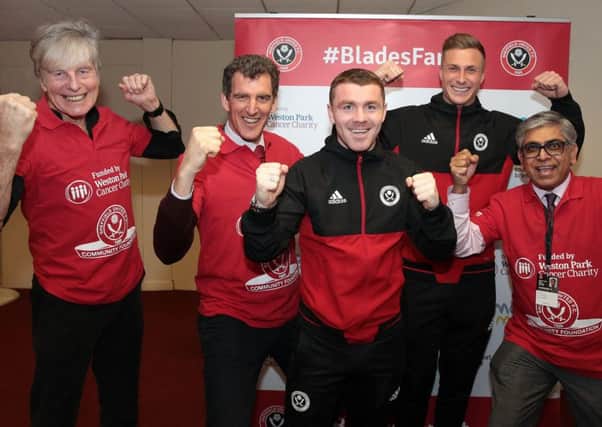 Sheffield United staff, players and fans have health checks at the first Blades Fan Fit event at Sheffield United, Sheffield, United Kingdom, 20th February 2018. Photo by Glenn Ashley.