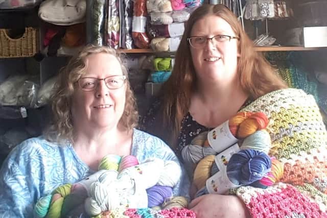 Mother and daughter duo Heather Kaye and Katie Collins, of Sheffield, who have created their own brand, Homespunwonders to sell their handmade textiles including shawls, blankets and accessories