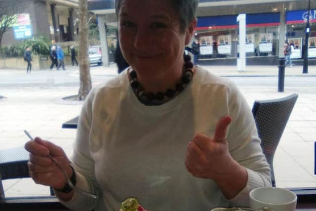 Harriet Samworth enjoying a bun in the city centre