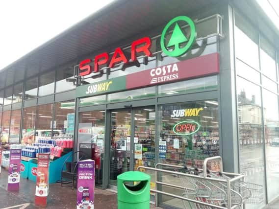 The entrance to the SPAR store on Bramall Lane, in Sheffield