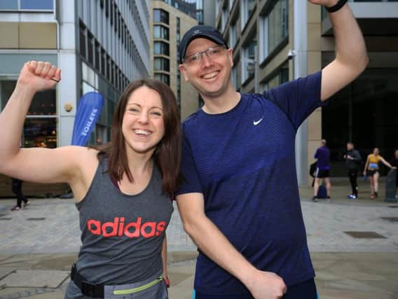 Ellen Beardmore and Dan Hayes, from The Star, pictured before the race. Picture: Chris Etchells.
