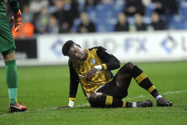 Owls Lucas Joao down and out...Pic Steve Ellis