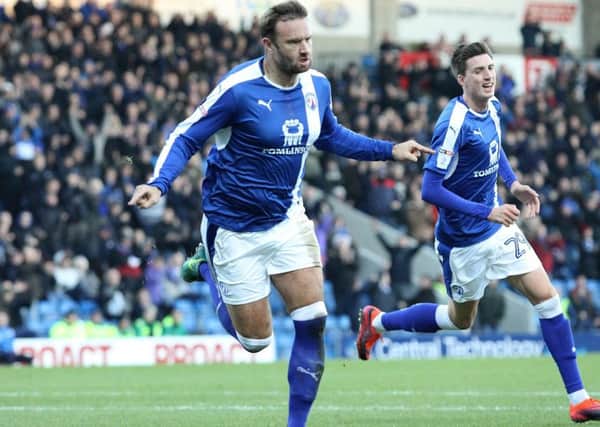 Chesterfield FC v Bristol Rovers, Ian Evatt celeb rates his goal