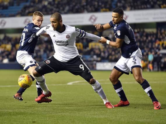 Leon Clarke in action for Sheffield United against Millwall earlier this season