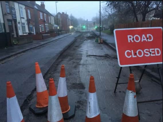 Hatfield House Lane is closed while engineers carry out repairs to a damaged gas main (Pic: BBC Radio Sheffield)
