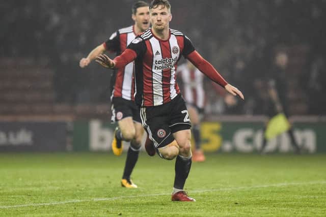 Lee Evans scored both Sheffield United's goals against Middlesbrough in midweek: Harry Marshall/Sportimage
