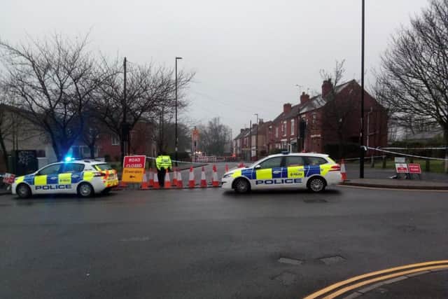 Police at the scene.